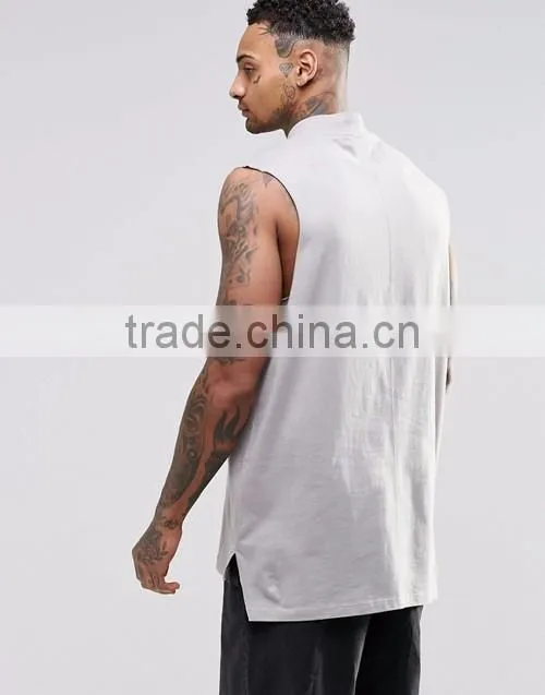 High quality fashion oversized sleeveless turtle neck tee shirt made in china custom factory