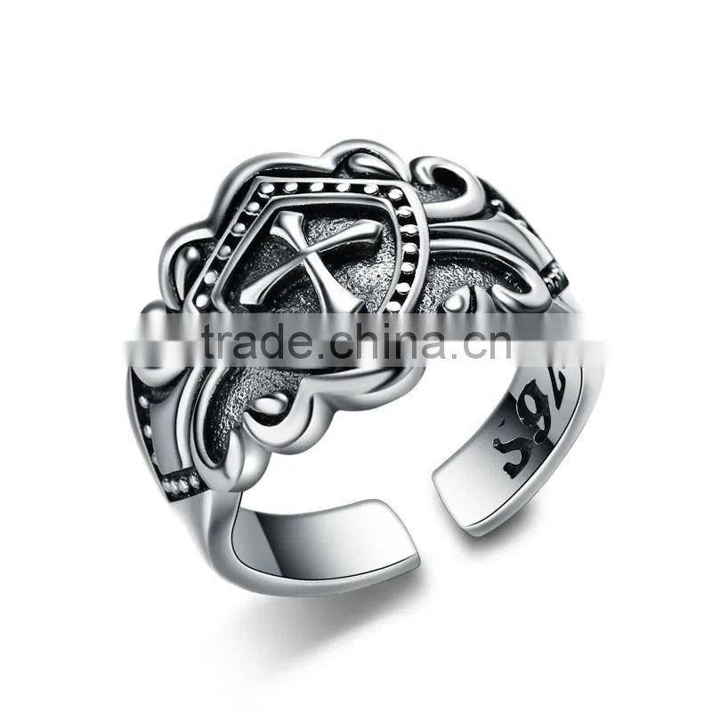 Yiwu factory direct wholesale retro cool punk Cross ring Tai silver jewelry for men