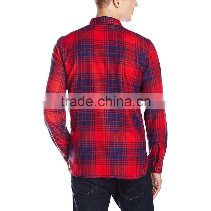 2015 china custom wholesale shirt red flannel shirt with longsleeve