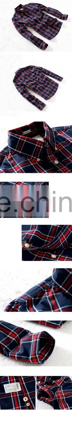 2016 Classic casual plaid pattern long sleeve flannel italian shirt for men
