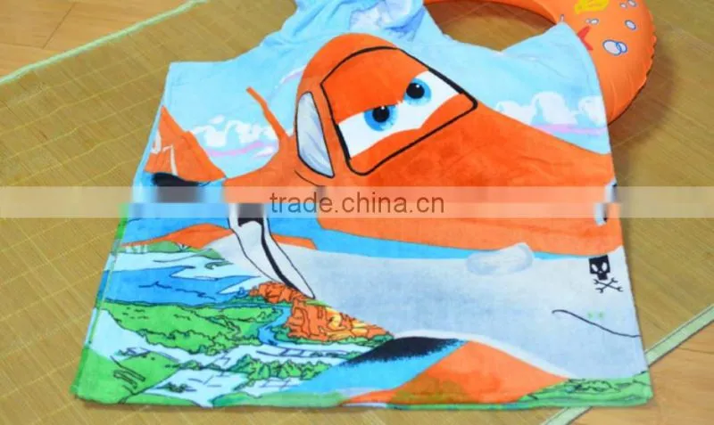 Custom cartoon design pattern printed cotton baby kids children beach bathroom hooded beach towel