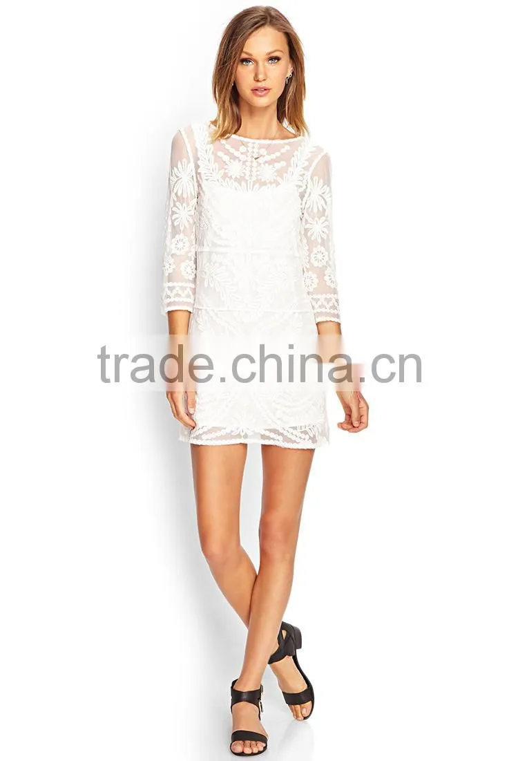 embroidered lace dress,one-piece-girls-party-dresses