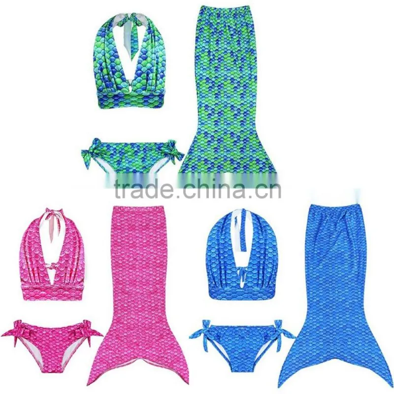 Kids Girls Summer Mermaid Swimwear Bikini Set Swimsuit Swimming Fancy Costume Girls Mermaid Tail Dress