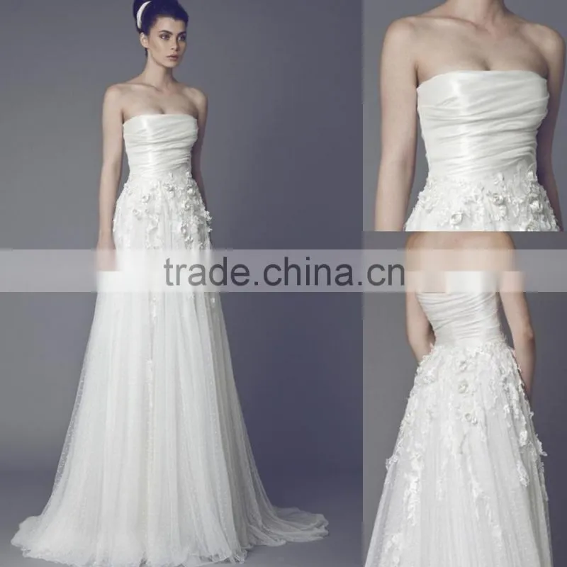 2017 Elegant Beadings Mermaid V-neck Straps Floor-length White Lace Wedding Dress F13502