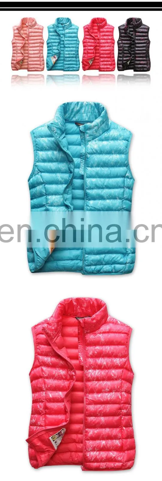 Wholesale Ultralight Women Winter Down Vest with stand collar