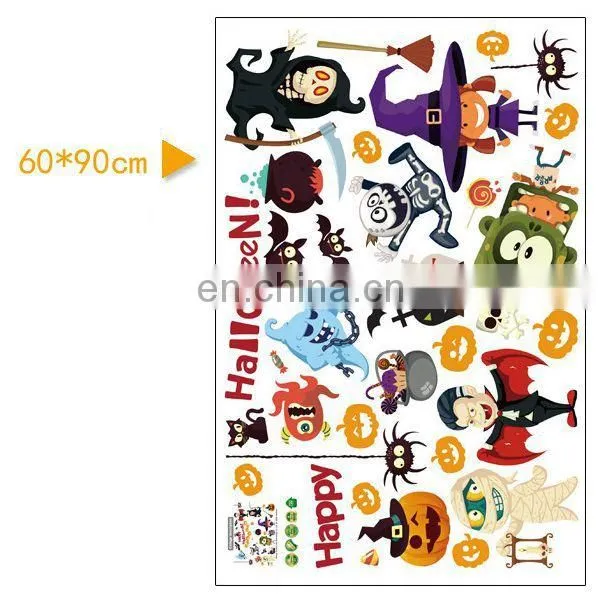 2017 new Halloween decotation wall sticker , House Spirit Pumpkin Lamp Display Window Decoration Sticker
