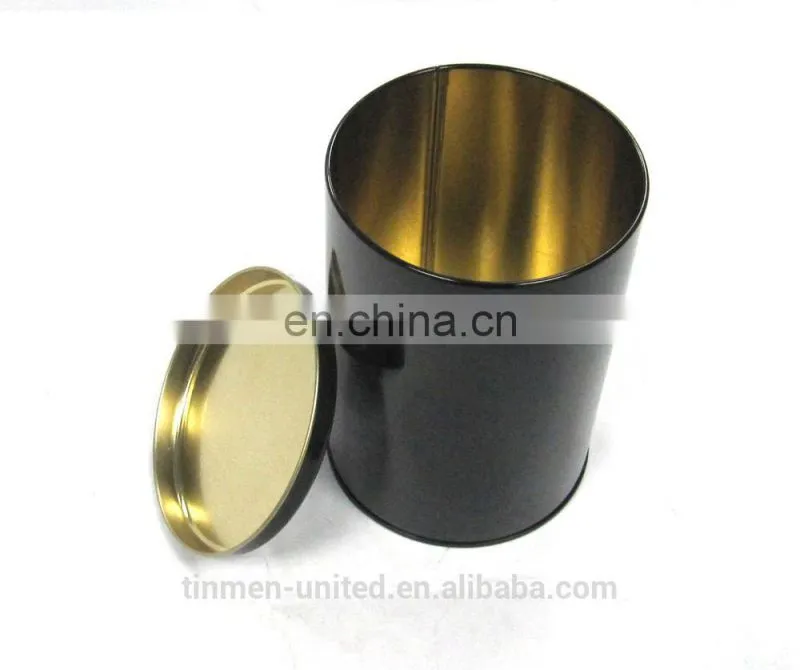 Black printing round tea box tin box by Tinmen
