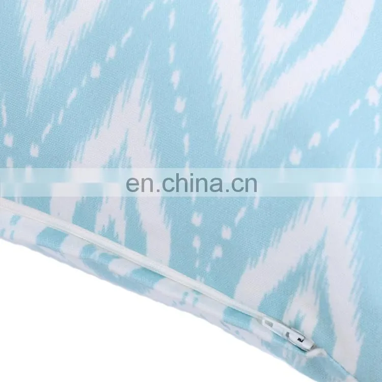 Turquoise printed decorative Cotton Canvas Pillow Sofa Throw with cute pom