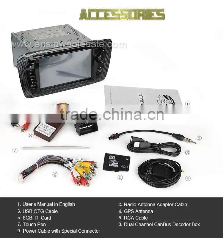 Erisin ES7695M 7" 2 Din Bluetooth Car Radio with GPS 3G for SEAT IBIZA