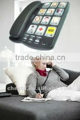 corded big botton landline phone with cartoon family picture