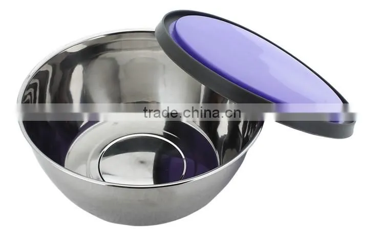 high quality food storage box/stainless steel mixing bowl set/salad bowl set metal with lid