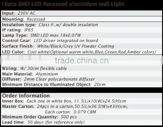 ip65 aluminum led terrace lamp