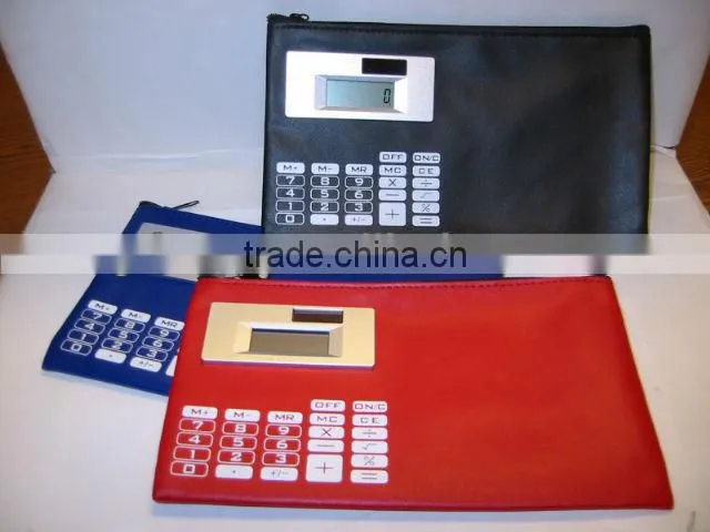 PVC pencil case with calculator with Compartments