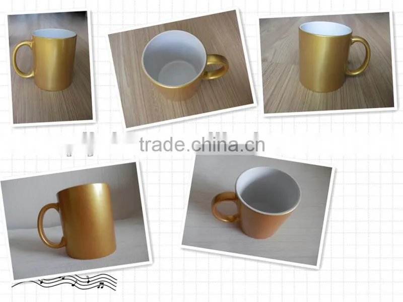 11oz. sublimation printable golden pearl finished ceramic cup,ceramic mug