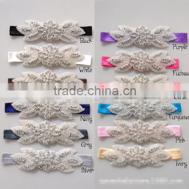 golden children girls elastic headband hot sale baby hairband with flower for 0-3 years