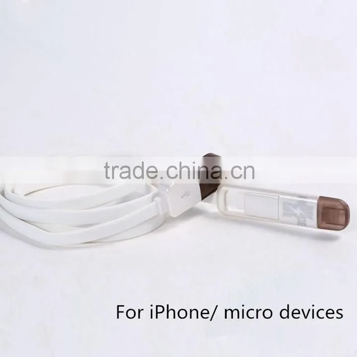 Fast speed 2 in 1 charging cable 1M TPE Copper Core 2.1A usb data cable for iPhone/micro device