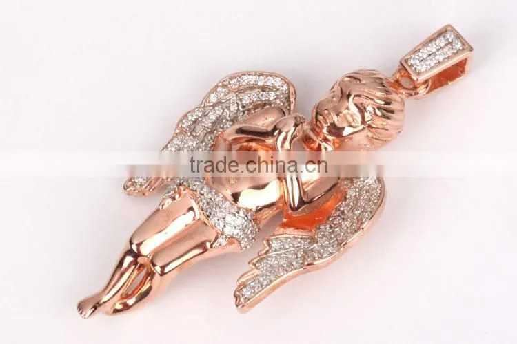 2015 hot sell gold diamond angel meaningful pendant necklace