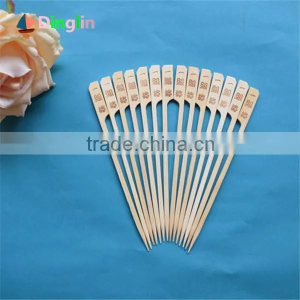 Disposable bamboo skewer with handle for bbq with high quality