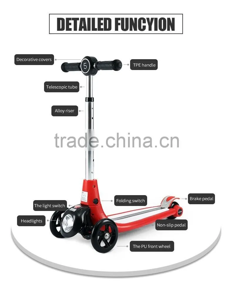 Rastar kid toy china stunt toy flash light scooter 3 wheels