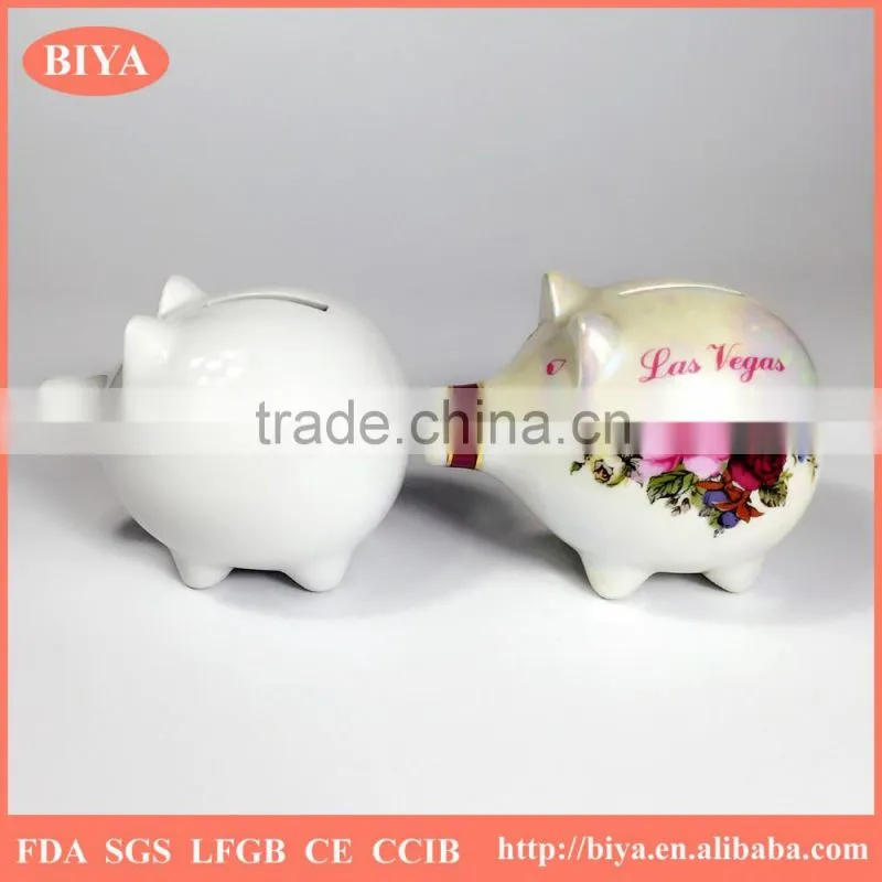pink pig piggy bank savings bank money box coin box print colorful pearl glazed for souvenir and decorative custom logo