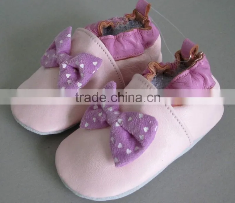 girl boy kids pink sheep leather bowknot design baby soft shoes