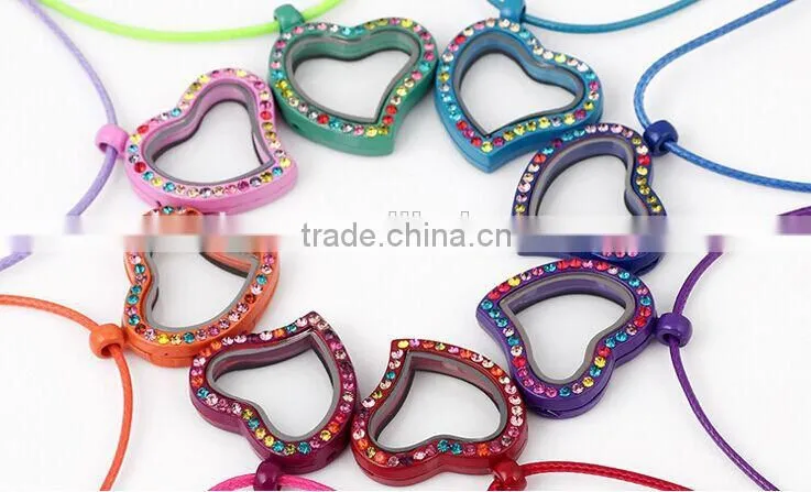 Smooth heart various locket yiwu jewelry manufacturer fashion jewelry with full crystal rhinestone