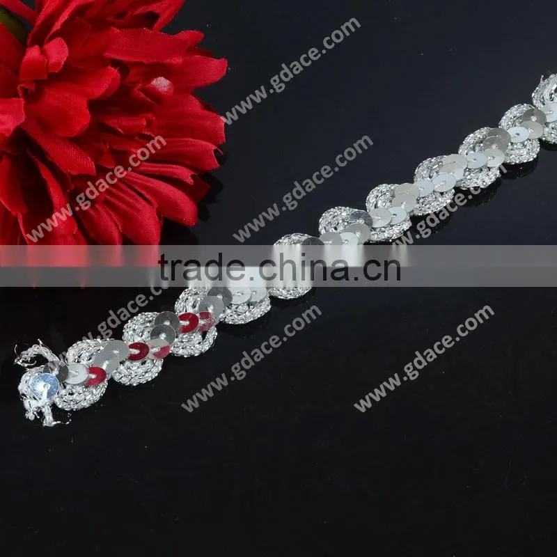Sequin Bridal Lace Trim for Wedding Garment/Headband