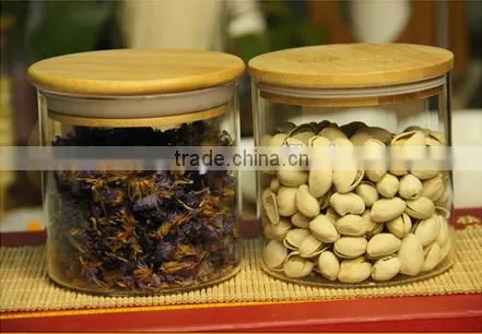 New style small bean jar hot selling airtight glass jar with bamboo lid