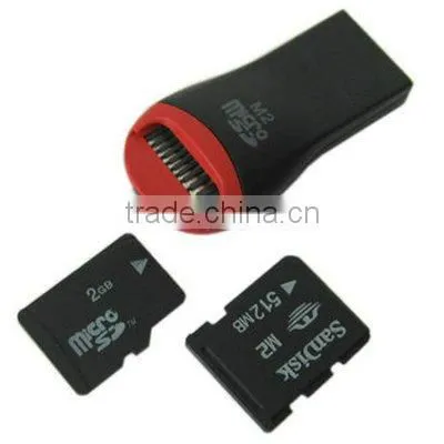 Red/ Black 2 in 1 USB TF Smart Card Reader
