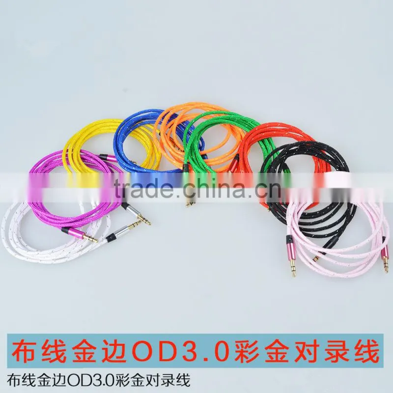 High end gold plated aux cable 3.5mm male to male audio cable extension cable