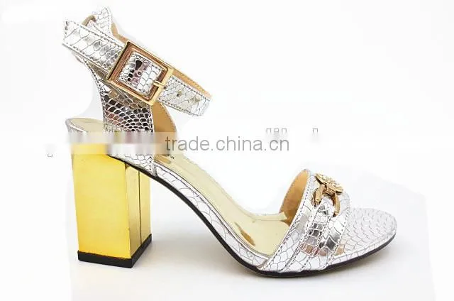 middle thick heel ankle strap office lady sandals with button