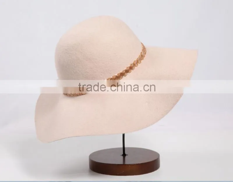 Wholesale winter wide brim wool felt pink hat