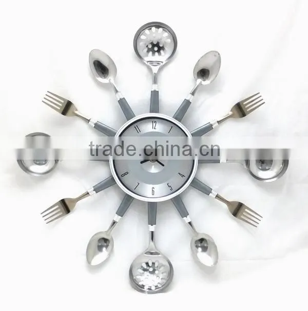 Colorful Kitchen Wall clock with Knife , fork and Spoon hands