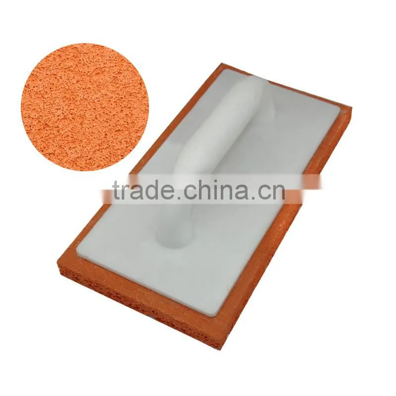High density orange masonry float with plastic handle sponge plastering trowel
