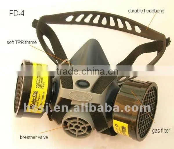 half face mini anti chemical gas mask with double activated carbon filters for anti-acid on sale