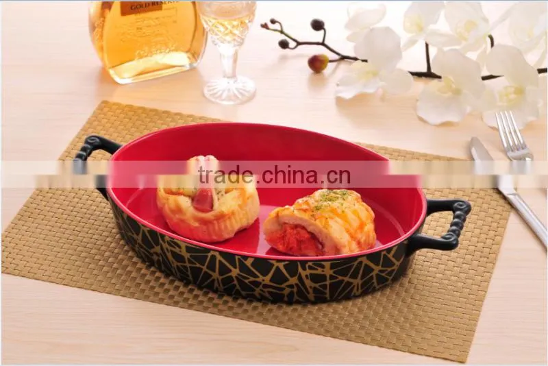 Household Oval Ceramic Baking Pan With Decal