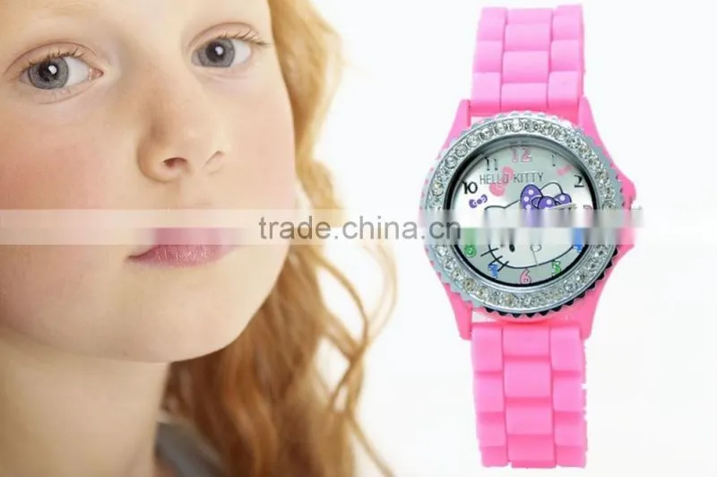 hello kitty silicone crystal watch for girl
