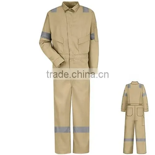 Safety orange coverall with reflective tape