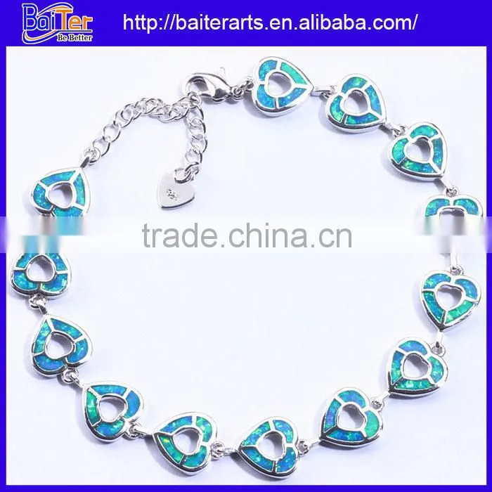 Hotsale Fashion Jewelry Mexican Bracelet,925 Sterling Silver Synthetic Blue Fire Opal Turtle Bracelet Wholesale