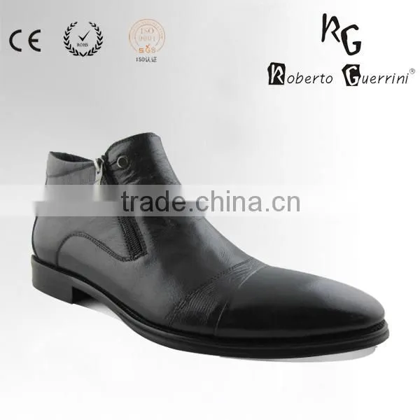 Calf Leather Black Leather Boots MOQ 60 Pairs Men Shoes