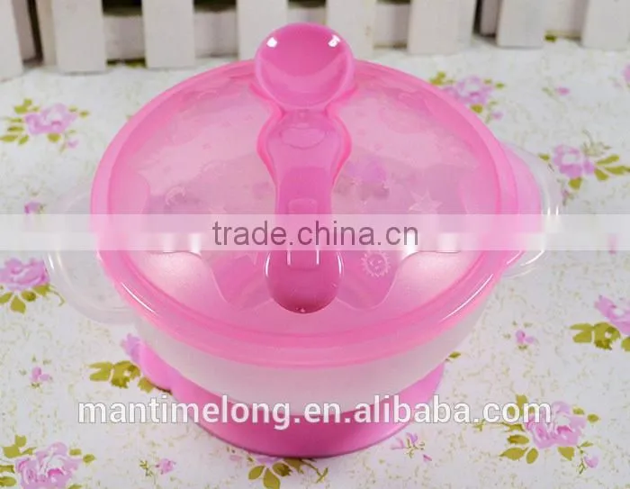 sucker bowl skid baby special suction wall bowl binaural bowl with cover and spoon 3 colors optional