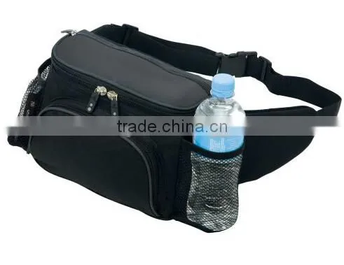 Promotional Polyester Waist Bag With Bottle Holder / Sport Bag