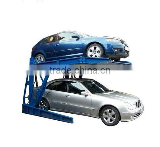 Usual parking lift with tilted platform