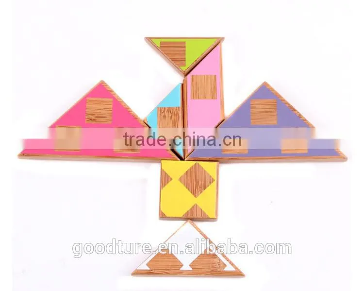 2015 Hot Sale Colored Bamboo Tangram Puzzle