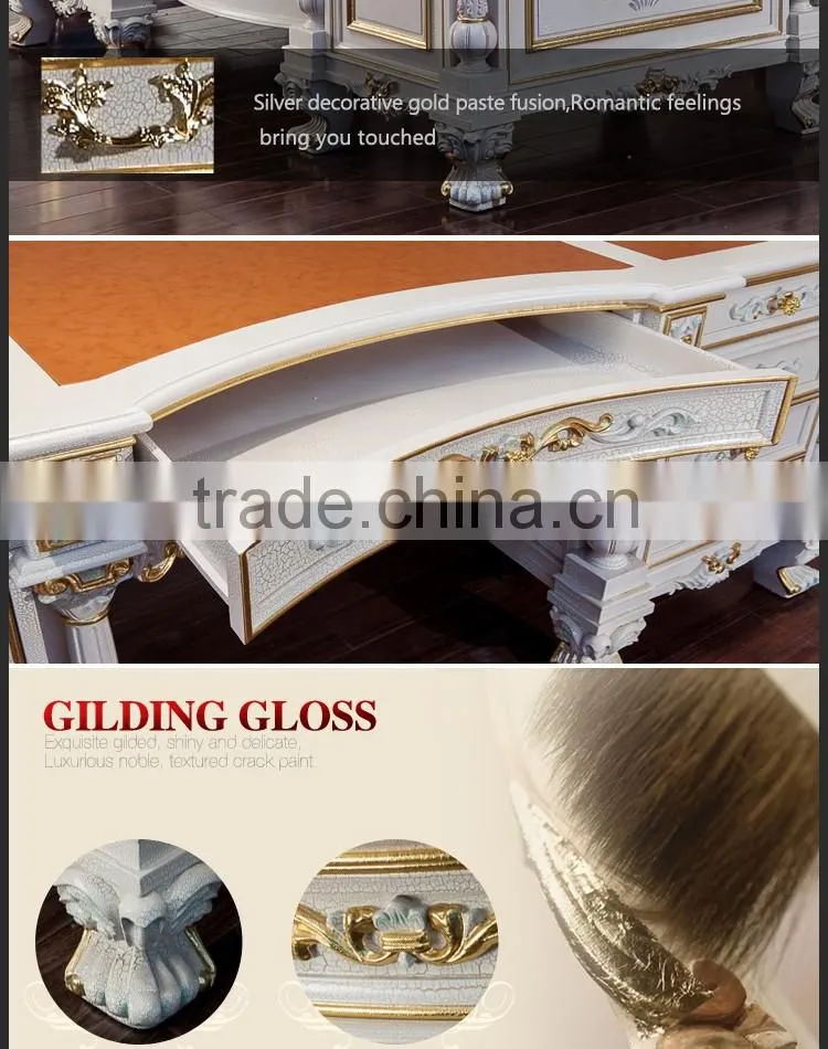 classical office furniture - solid wood hand carved leaf gilding home writing desk