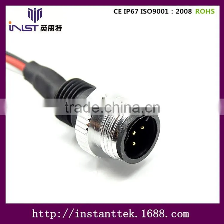 INST M12 90 degree 3pin waterproof connector