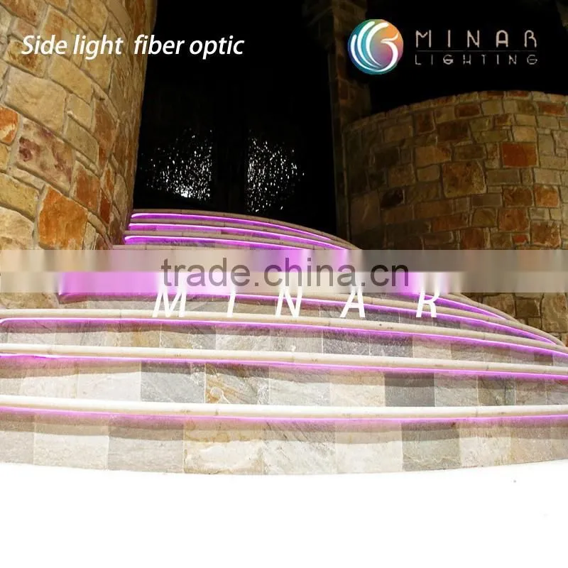 diameter 8mm side light fiber optic cable, fiber optic side glow cable lighting