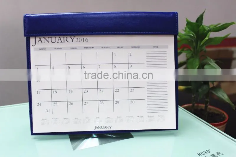 Popularity wholesales recycled pu leather cheap office portable desk calendar