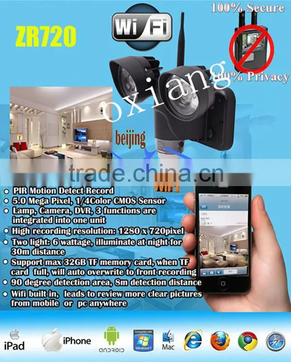 wireless wifi peephole ip camera with test monitor by your phone
