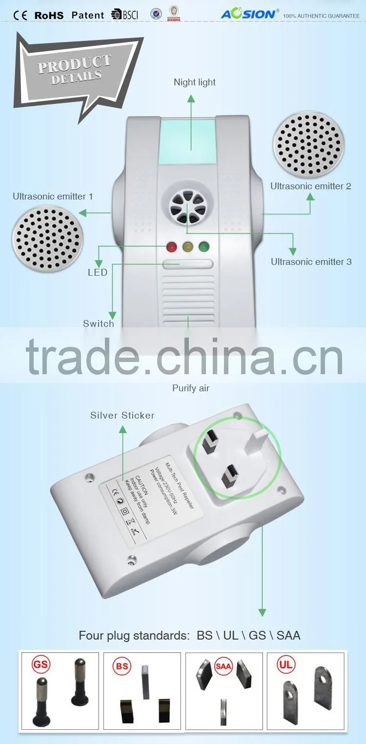 Aosion Can use ultrasonic pest repeller solar pest repeller-W